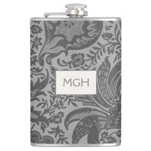 Antieke William Morris grijze botanische fles Heupfles