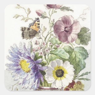 Antieke William van Leen Vlinder Bloem Kunst Vierkante Sticker