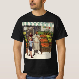 Antieke Winkel, Fruitkraam met Kruidenier en Jonge T-shirt