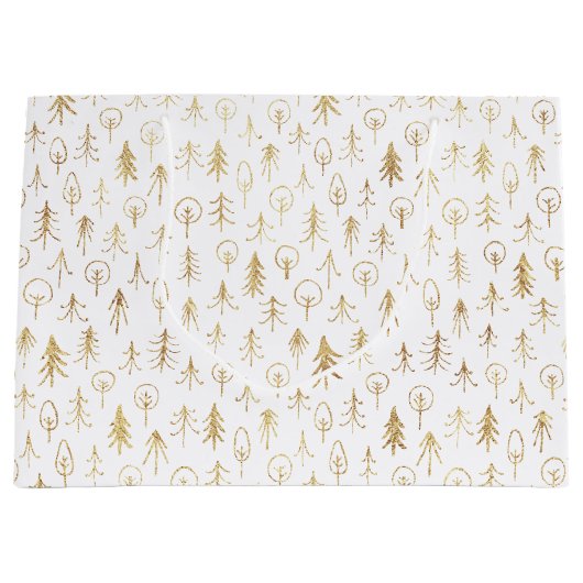 Antieke winter gouden patroon witte grote cadeauta groot cadeauzakje (Voorkant)