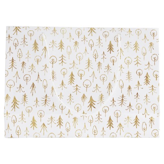 Antieke winter gouden patroon witte grote cadeauta groot cadeauzakje (Achterkant)