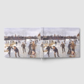 Antieke winterschaatsscène dorp fijnkunst gastenboek (Volledig)