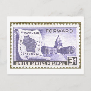 Antieke Wisconsin-eeuwfeestzegel Briefkaart