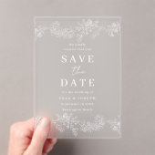 Antieke witte bloem bruiloft save the date acryl uitnodigingen (Insitu (Draagbaar))