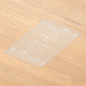 Antieke witte bloem bruiloft save the date acryl uitnodigingen (Laagn)