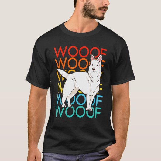Antieke Witte Duitse Herder T-shirt (Voorkant)