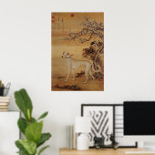 Antieke Witte Greyhound Onder Bloesems Poster (Thuiskantoor)