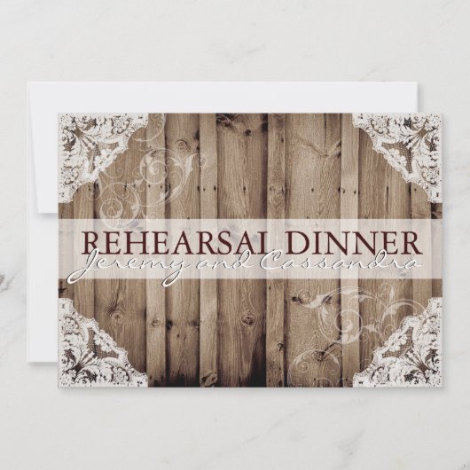 Antieke witte kant bruiloft repetitie kaart (Voorkant)