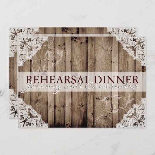 Antieke witte kant bruiloft repetitie kaart (Voorkant / Achterkant)