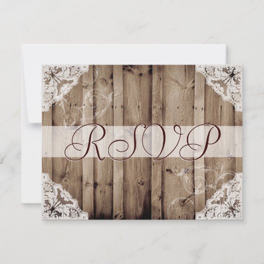 Antieke witte kant bruiloft RSVP (Voorkant)