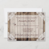 Antieke witte kant trouw RSVP Kaartje (Achterkant)