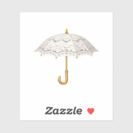 Antieke Witte Kanten Parasol Paraplu Gouden Handva Sticker