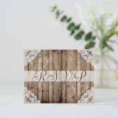 Antieke witte kanten trouw-RSVP RSVP Kaartje (Staand voorkant)