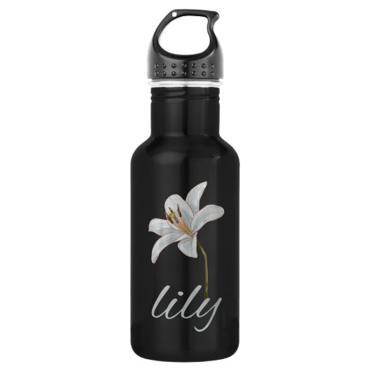 antieke witte lelie bloem retro bloemstuk waterfles (Voorkant)