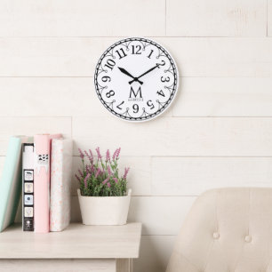 Antieke witte monogram grote klok
