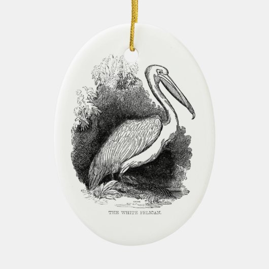 Antieke Witte Pelikaan Keramisch Ornament (Voorkant)