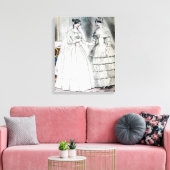 Antieke witte trouwjurken canvas afdruk (Insitu (Woonkamer))