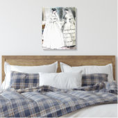 Antieke witte trouwjurken canvas afdruk (Insitu (Slaapkamer))