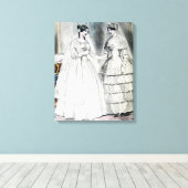 Antieke witte trouwjurken canvas afdruk (Insitu (Houten vloer))