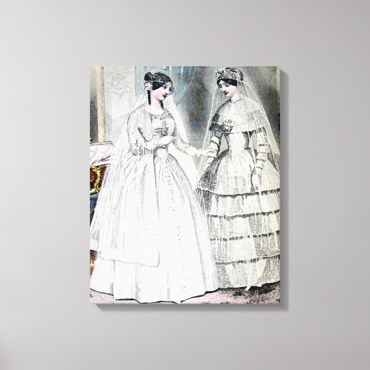 Antieke witte trouwjurken canvas afdruk (Voorkant)