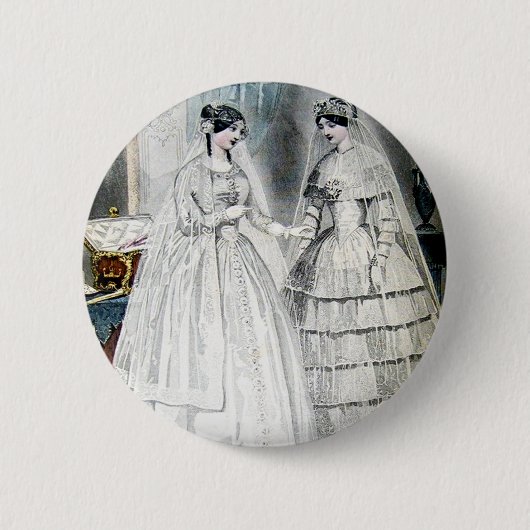 Antieke witte trouwjurken ronde button 5,7 cm (Voorkant)
