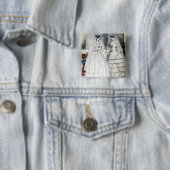 Antieke witte trouwjurken vierkante button 5,1 cm (In situ)