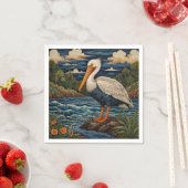 Antieke witte zee vogel meeuw pelikaan servet (Insitu)