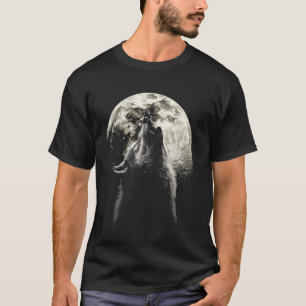Antieke Wolf Huilend Bij De Volle Maanfase T-shirt