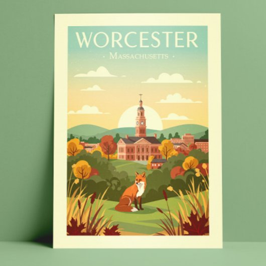 Antieke Worcester Massachusetts Briefkaart