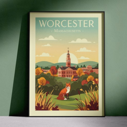Antieke Worcester Massachusetts Poster
