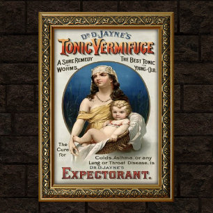 Antieke Wormverdrijvende Geneesmiddelenreclame Poster