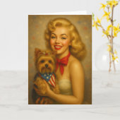 Antieke Yorkie Kaart (Gele Bloem)