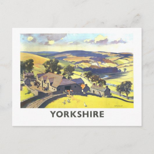 Antieke Yorkshire Reisposter Briefkaart (Voorkant)