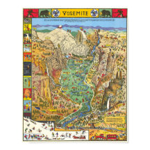 Antieke Yosemite kaart van het Nationaal Park 1931