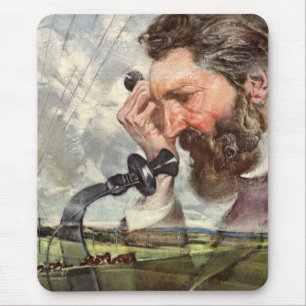 Antieke Zakelijke Alexander Graham Bell Telefoon Muismat