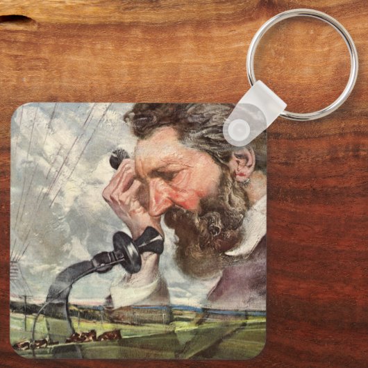 Antieke Zakelijke Alexander Graham Bell Telefoon Sleutelhanger (Achterkant)