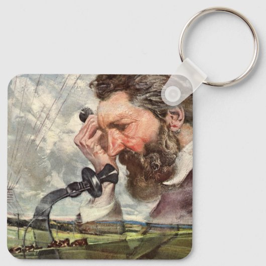 Antieke Zakelijke Alexander Graham Bell Telefoon Sleutelhanger (Achterkant)