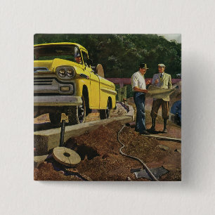 Antieke zakelijke architect bouw aannemer vierkante button 5,1 cm