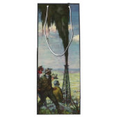 Antieke Zakelijke, Borrelende Oliebron met Werknem Wijn Cadeautas (Achterkant)