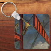 Antieke Zakelijke Bouw van Staalconstructies Sleutelhanger (Voorkant)