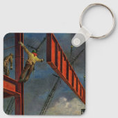 Antieke Zakelijke Bouw van Staalconstructies Sleutelhanger (Achterkant)