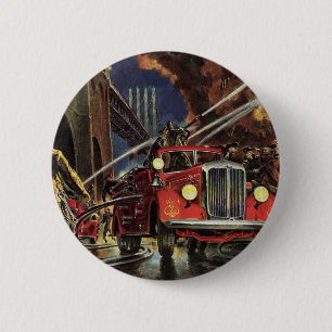 Antieke Zakelijke brandweerwagens brandweerlieden  Ronde Button 5,7 Cm