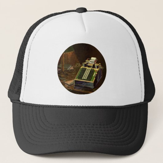 Antieke zakelijke Comptometer boekhoudmachine Trucker Pet (Voorkant)