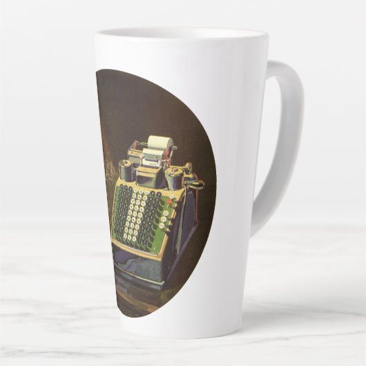 Antieke zakelijke Comptometer Rekenmachine Latte Mok (Rechterhoek)