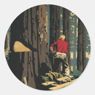 Antieke Zakelijke, Houtindustrie Redwoodbos Ronde Sticker