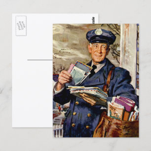 Antieke Zakelijke Man Die Postbrieven Bezorgt Briefkaart