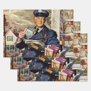 Antieke Zakelijke Man, Postbode Brengt Post Letter Inpakpapier Vel