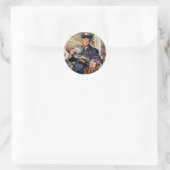 Antieke Zakelijke Man, Postbode Brengt Post Letter Ronde Sticker (Tas)