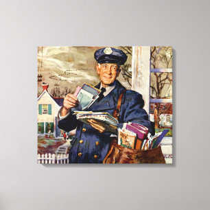 Antieke Zakelijke, Postbode Die Post Brieven Bezor Canvas Afdruk
