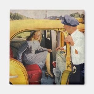 Antieke Zakelijke Taxi Chauffeur Vrouwelijke Passa Magneet